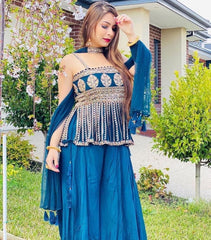 Traditional Wear Teal Blue Coloured Beautifull Kurta Set