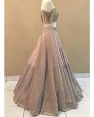 Peach colored cotton silk designer lehenga choli