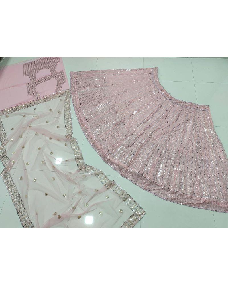 Baby Pink colored georgette lehenga choli