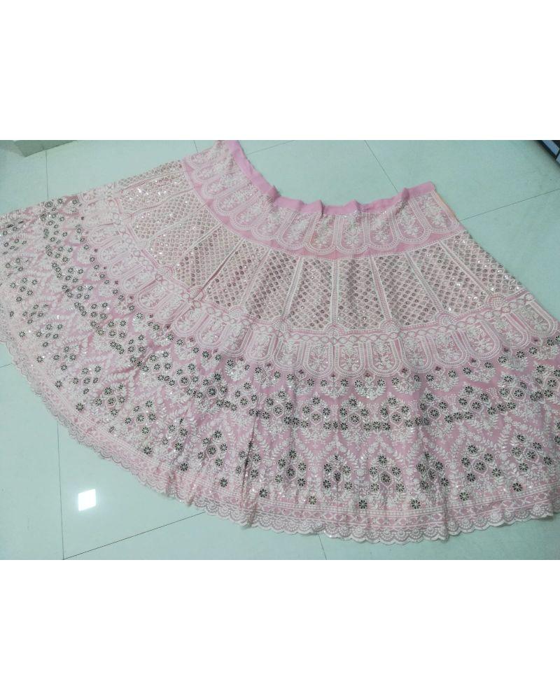 Baby pink coloured sequence embroidery work lehenga choli