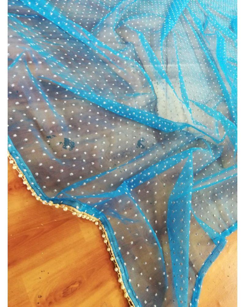 Blue Colored Faux Georgette Sequence Work Lehenga Choli