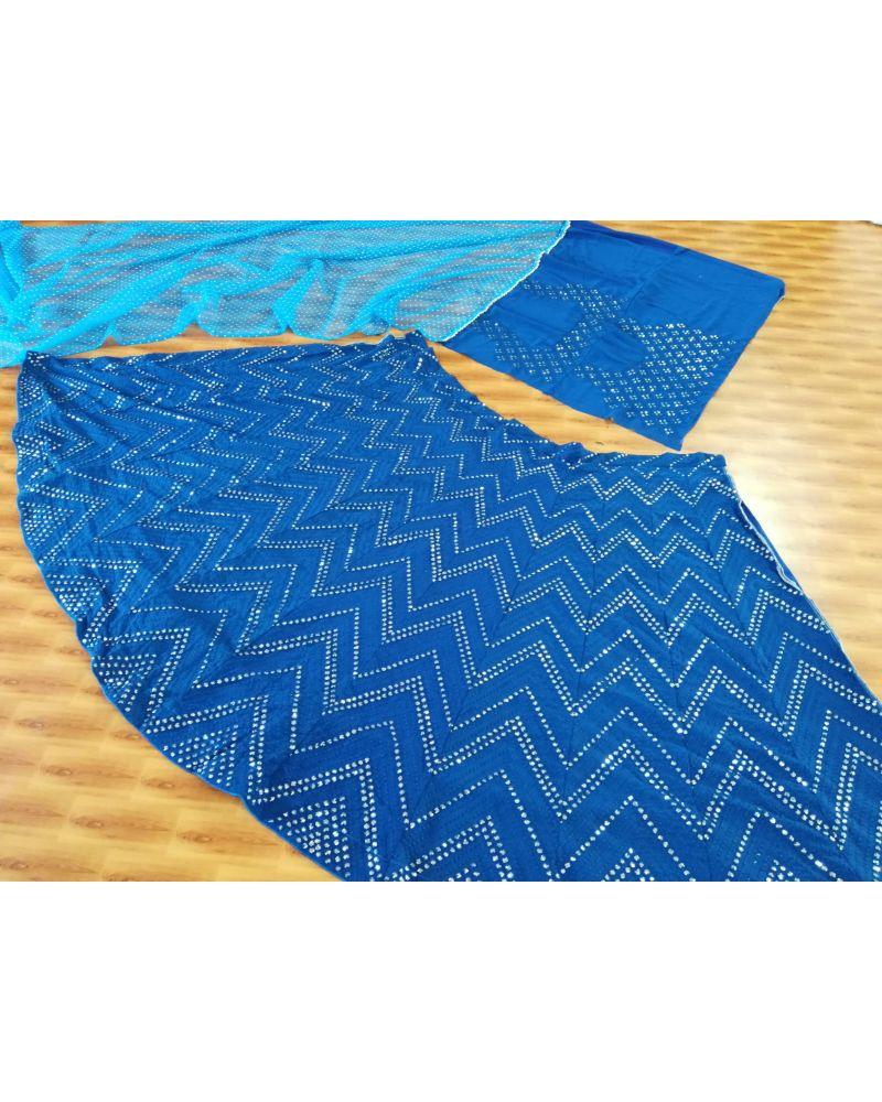 Blue Colored Faux Georgette Sequence Work Lehenga Choli