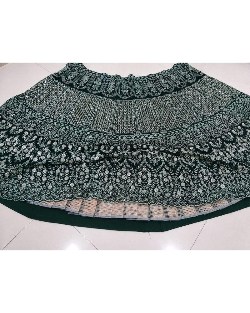 Green Sequence Embroidery Work Lehenga Choli