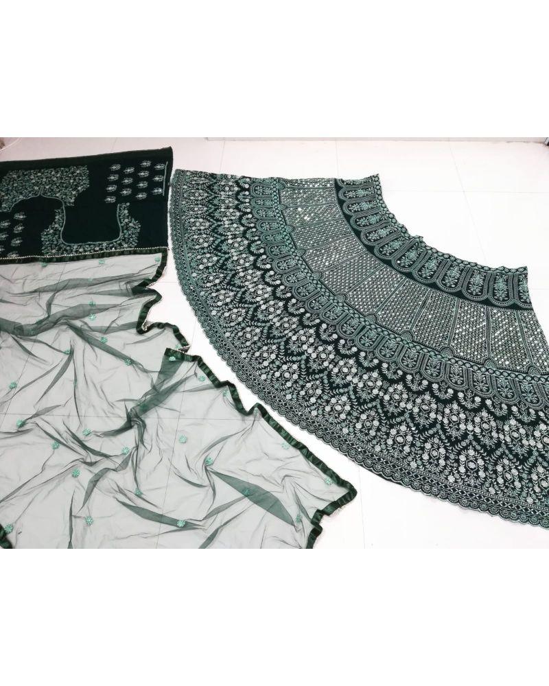 Green Sequence Embroidery Work Lehenga Choli
