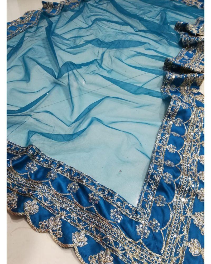 Blue japan Satin designer lehenga choli