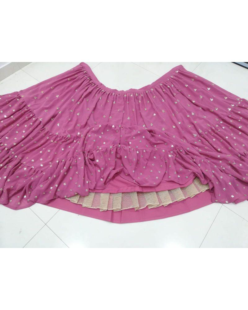 Pink georgette sequence heavy flare lehenga choli