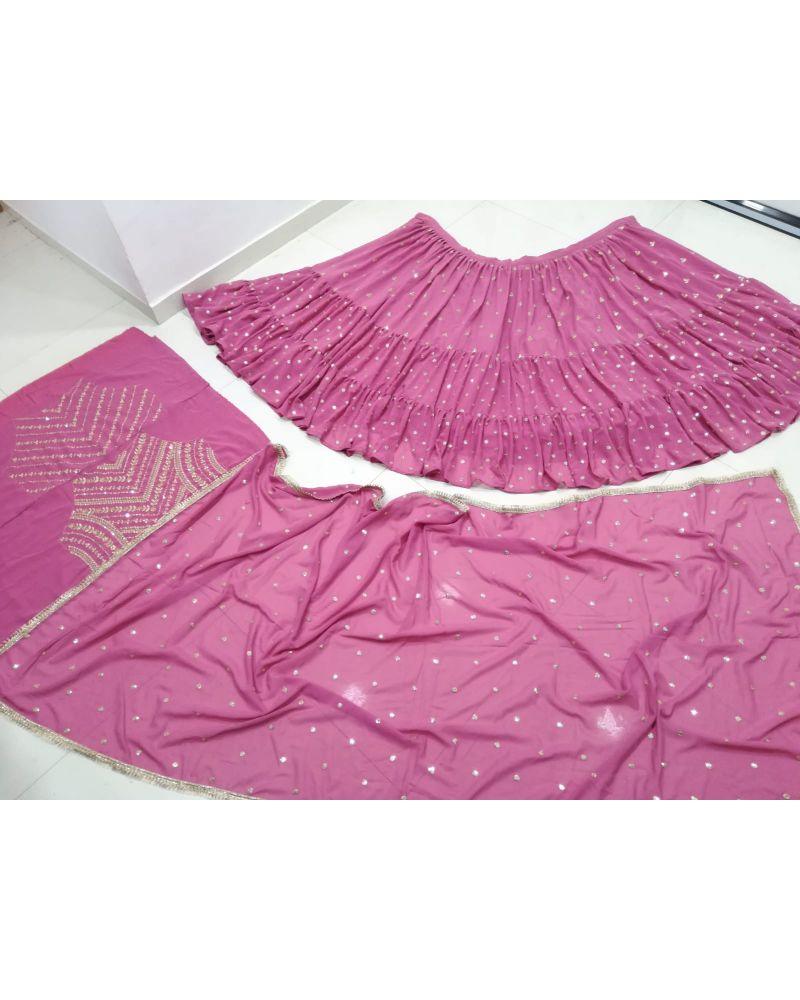 Pink georgette sequence heavy flare lehenga choli
