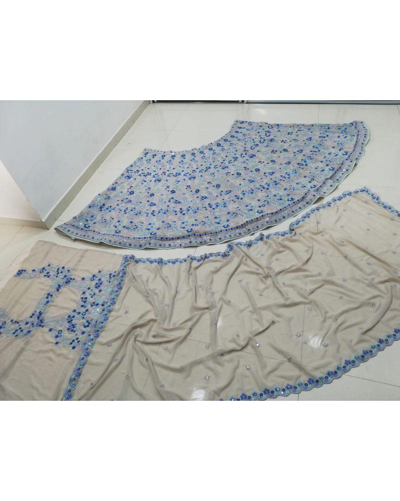 Dusty georgette multi thread Lehenga choli