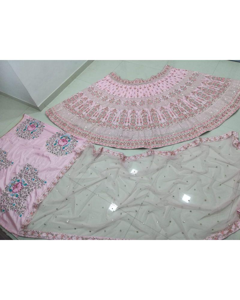 Baby pink embroidered sequence lehenga choli