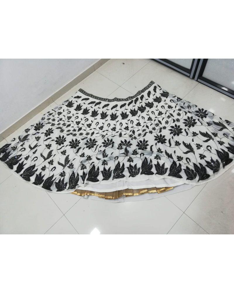 White faux Georgette Wedding designer lehenga choli