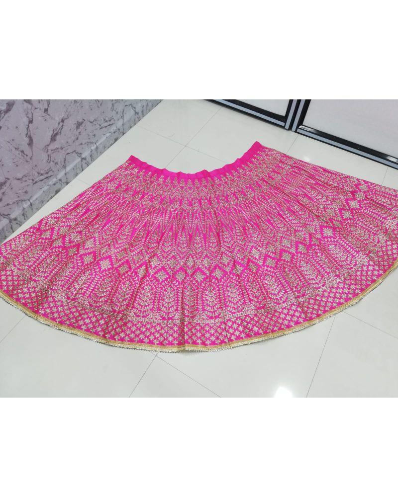 Pink Malai satin zari embroidery Lehenga choli
