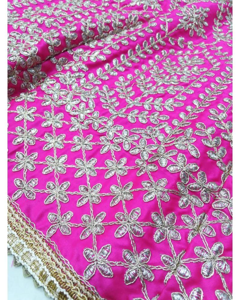 Pink Malai satin zari embroidery Lehenga choli