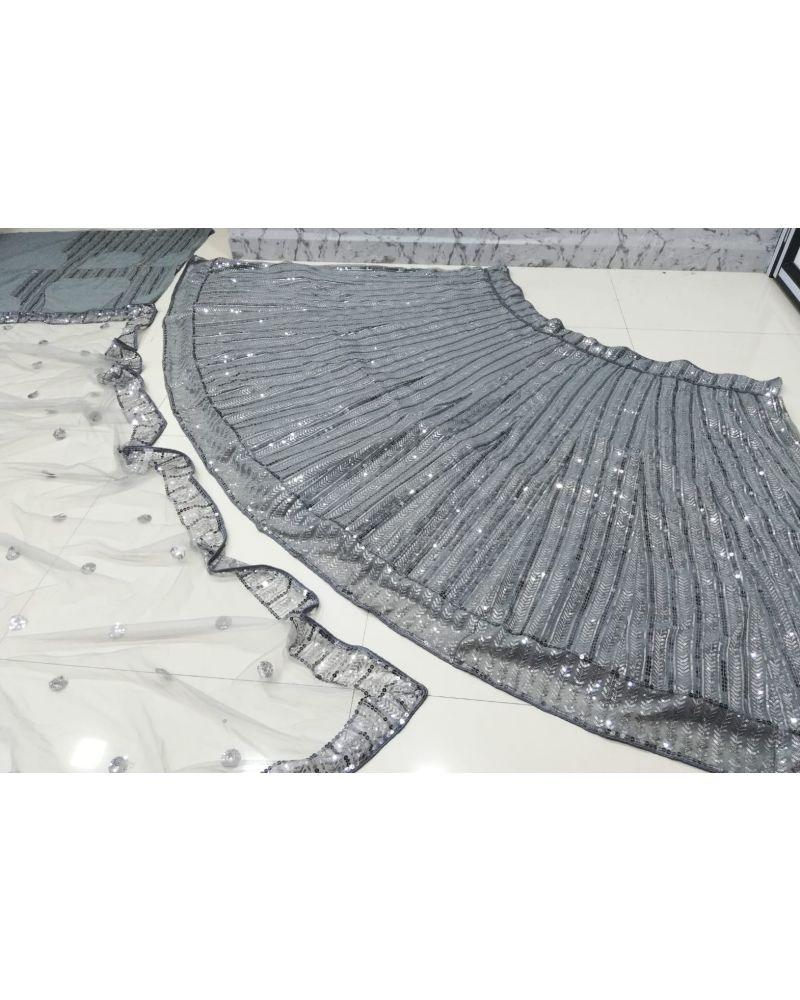 Grey colored georgette lehenga choli