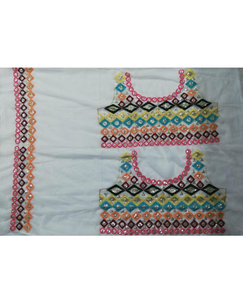 White georgette Wedding special heavy flare lehenga choli