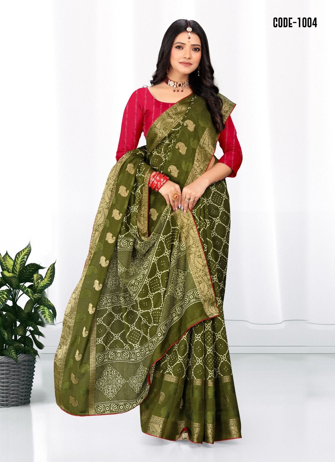 Soft cotton Jacquard Butta saree with blouse for women
